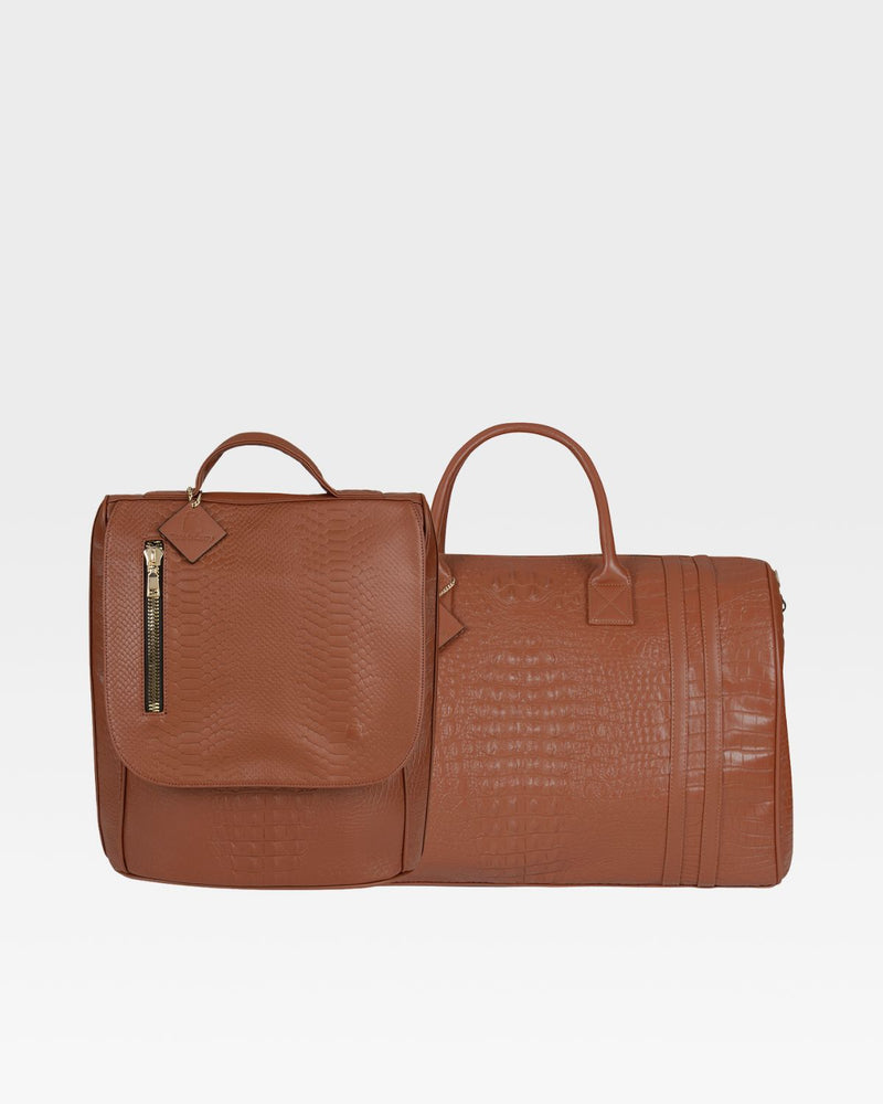 Classic Weekender Travel Set in Caramel