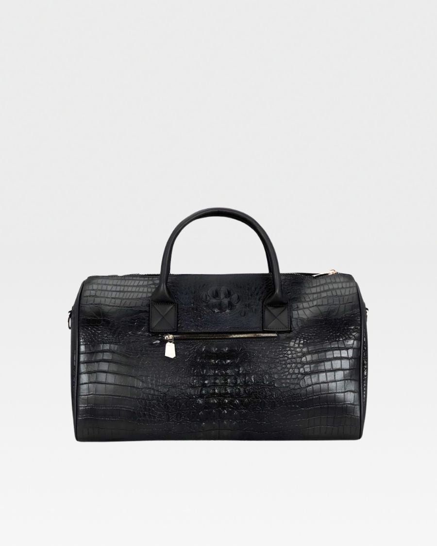 Croc-embossed vegan leather, so scuffs do not show