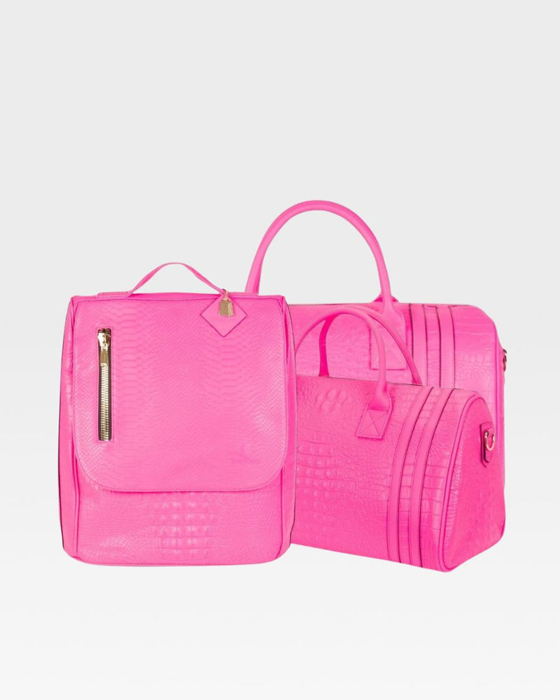 Classic Weekender Travel Set in Neon Pink