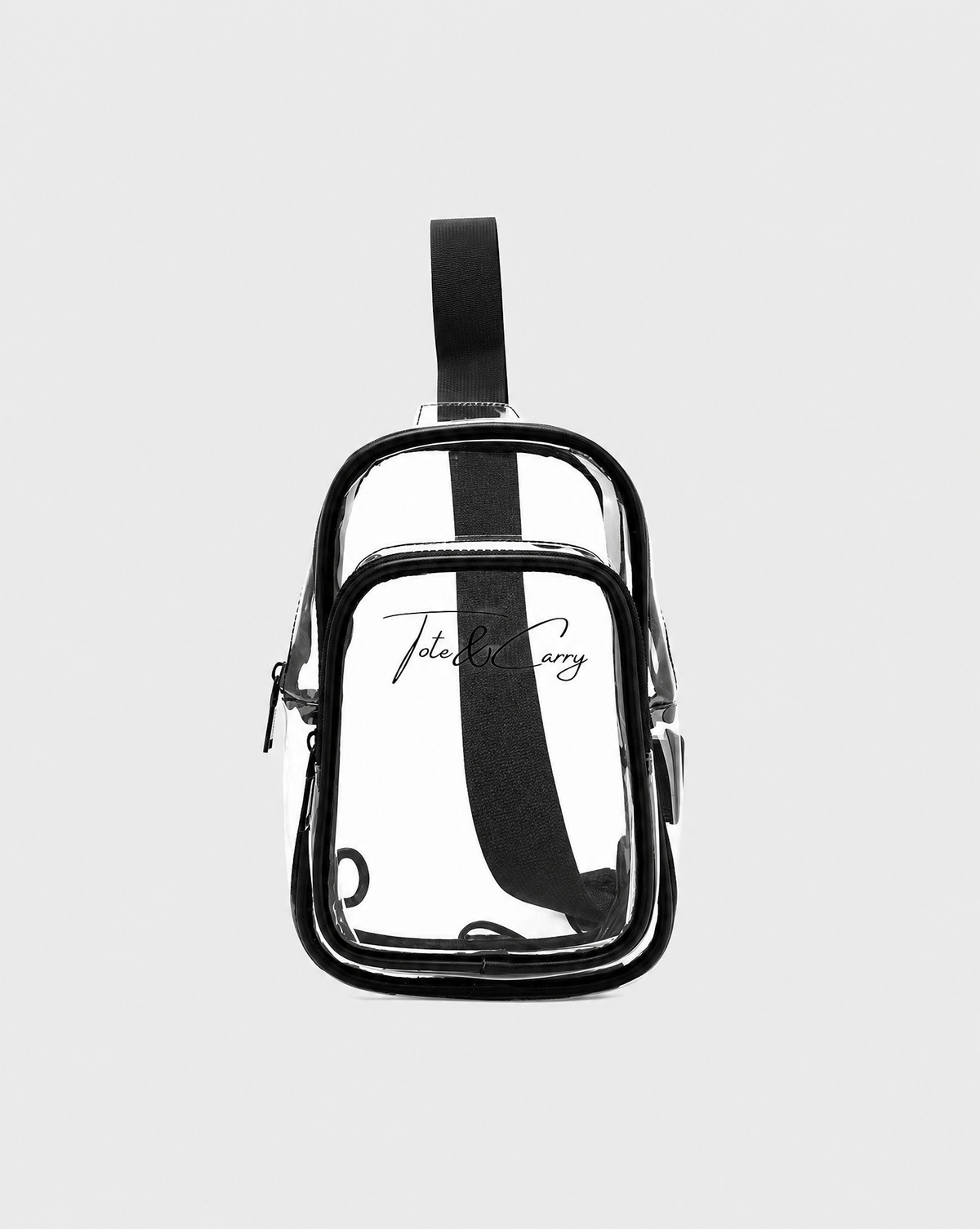 Clearview Sling Bag in clear PVC with black trim