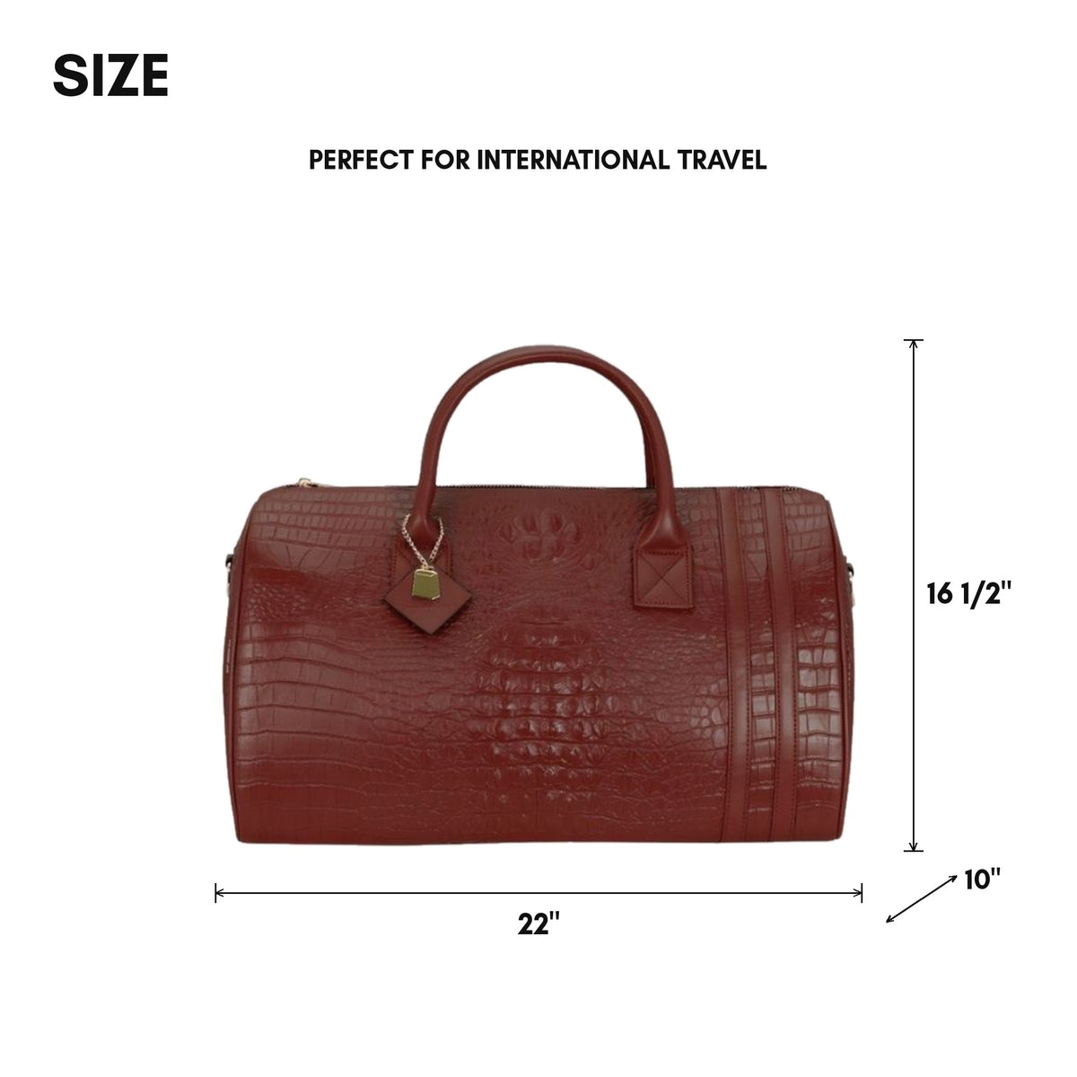 Classic Weekender Duffle Bag in Brown - size, 22 x 16 1/2 x 10 inches, perfect for international travel