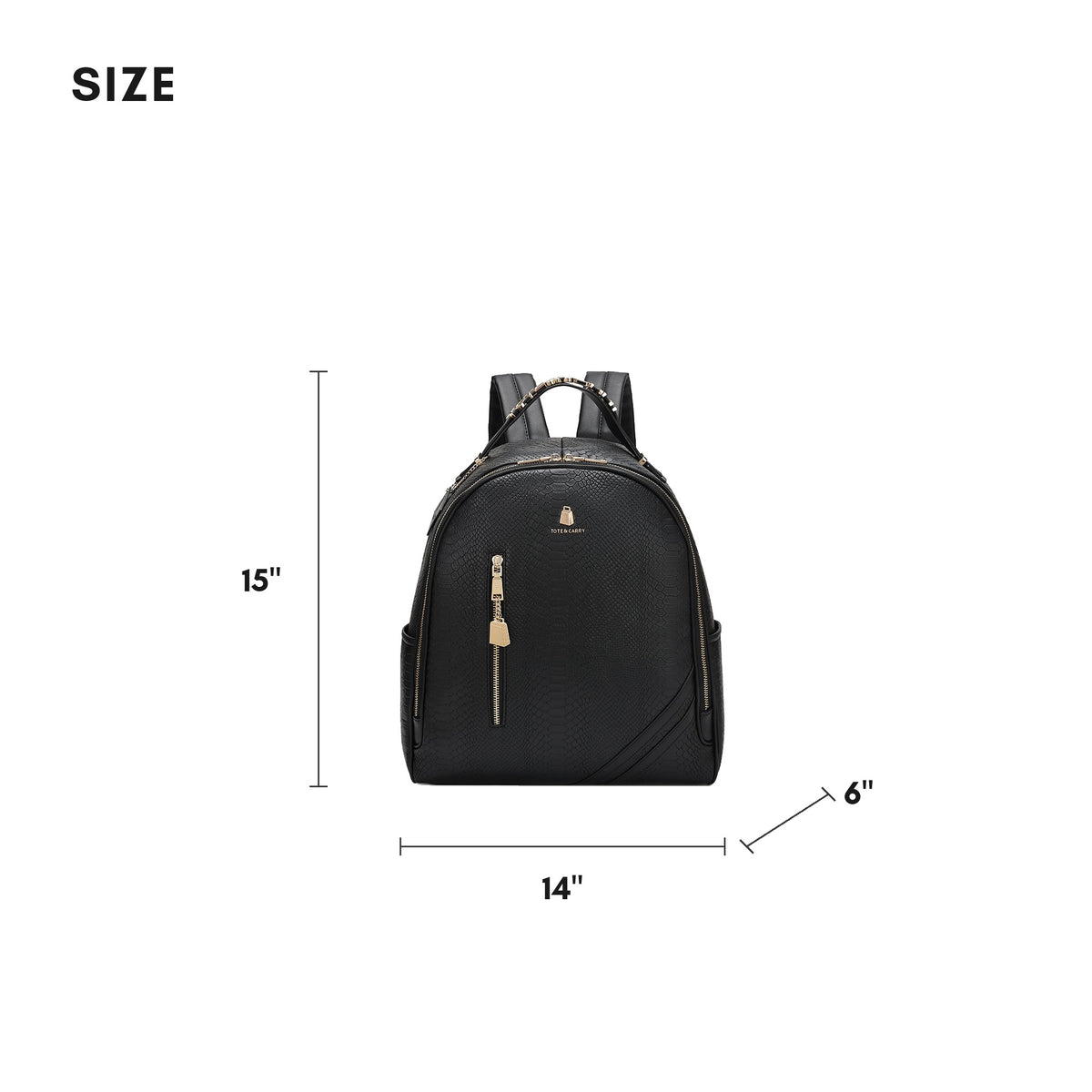Tote&Carry Signature Commuter Backpack in Black — size, 15 x 14 x 6 inches