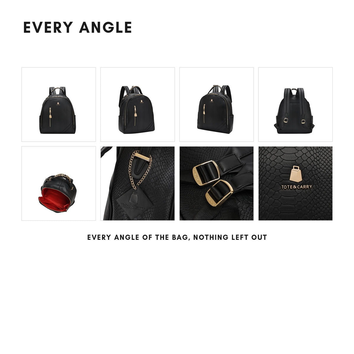 Tote&Carry Signature Commuter Backpack in Black — every angle, full product gallery