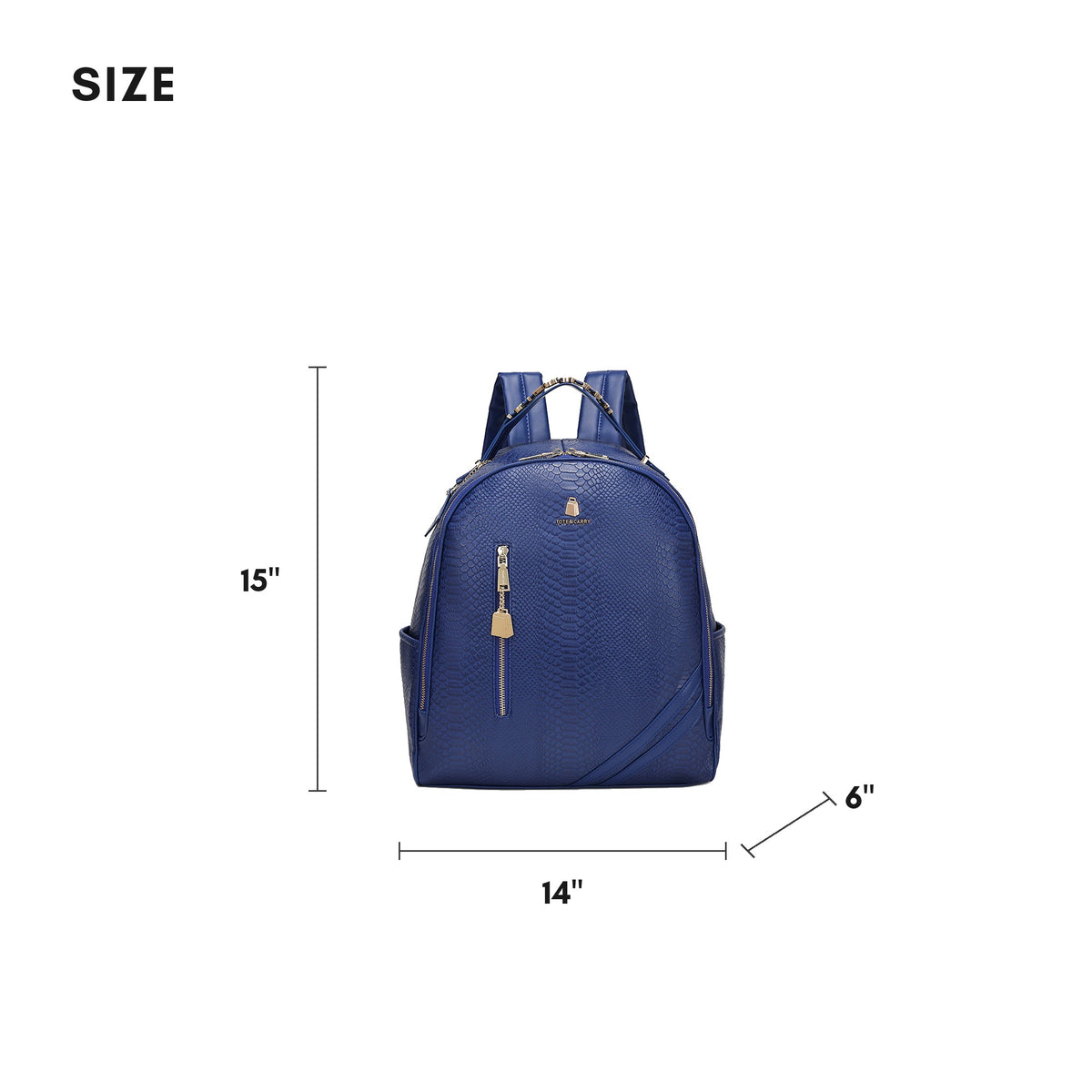 Tote&Carry Signature Commuter Backpack in Royal Blue — size, 15 x 14 x 6 inches