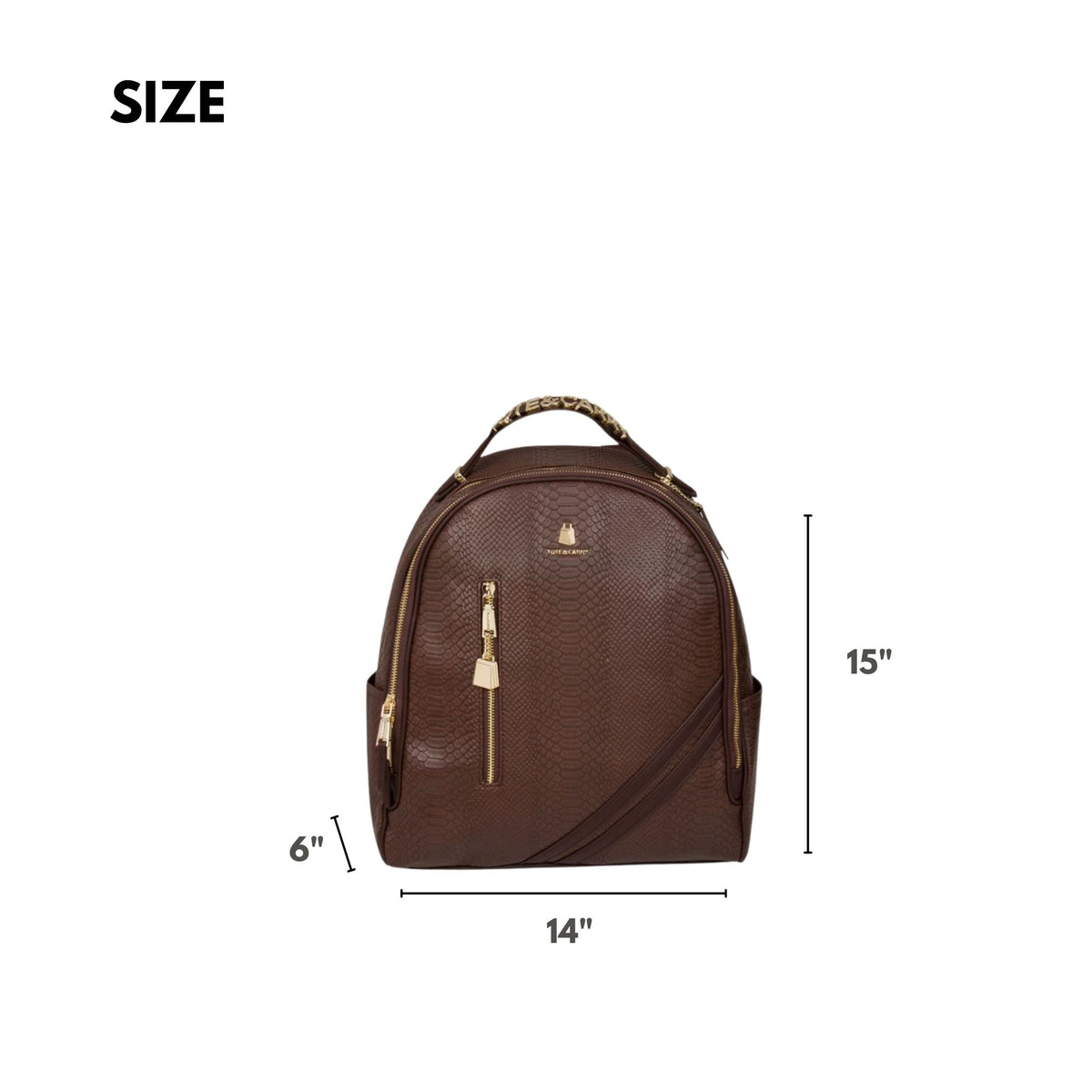 Tote&Carry Signature Commuter Backpack in Chocolate — size, 15 x 14 x 6 inches