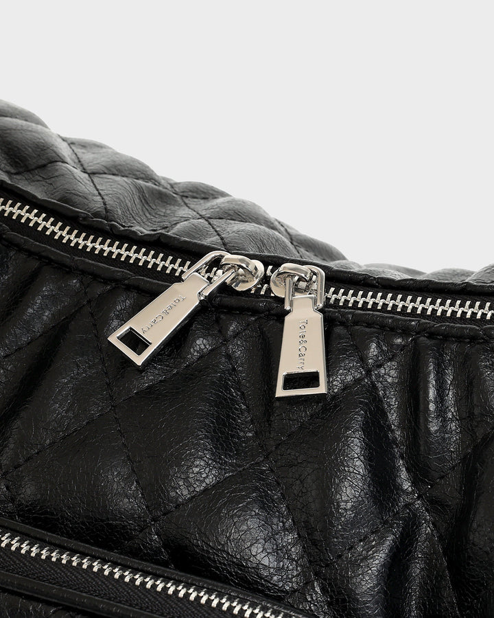 Diamond Stitch Quilted Chic Tote Bag in Black