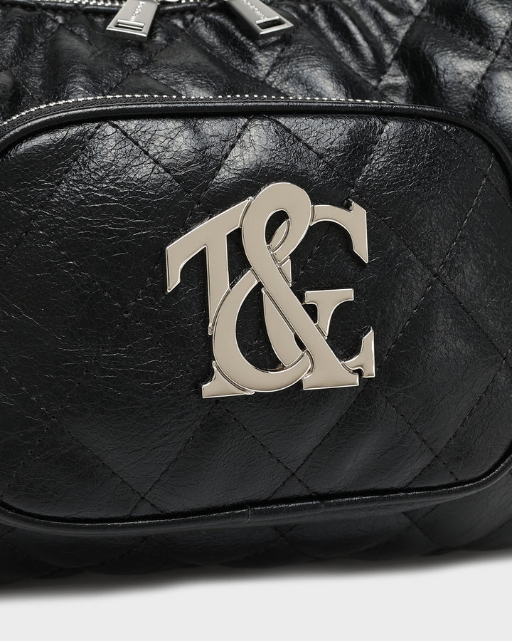Diamond Stitch Quilted Chic Tote Bag in Black