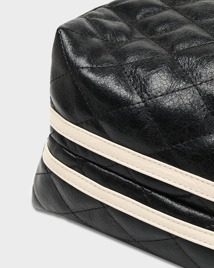 Diamond Stitch Quilted Chic Tote Bag in Black