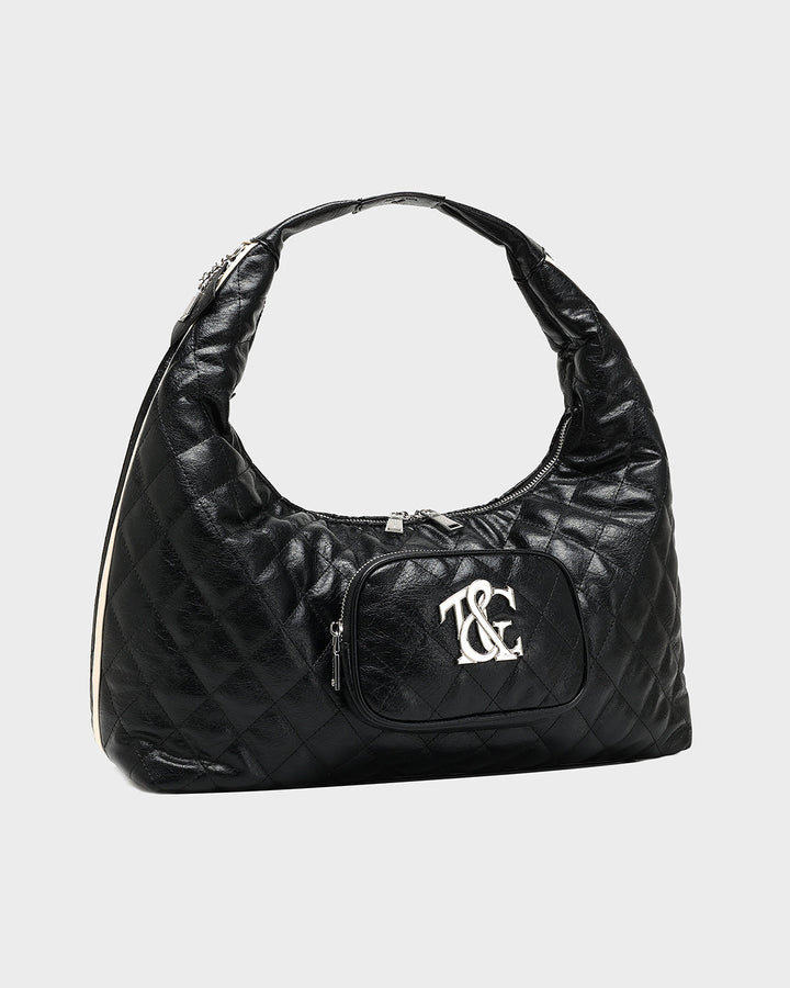 Diamond Stitch Quilted Chic Tote Bag in Black
