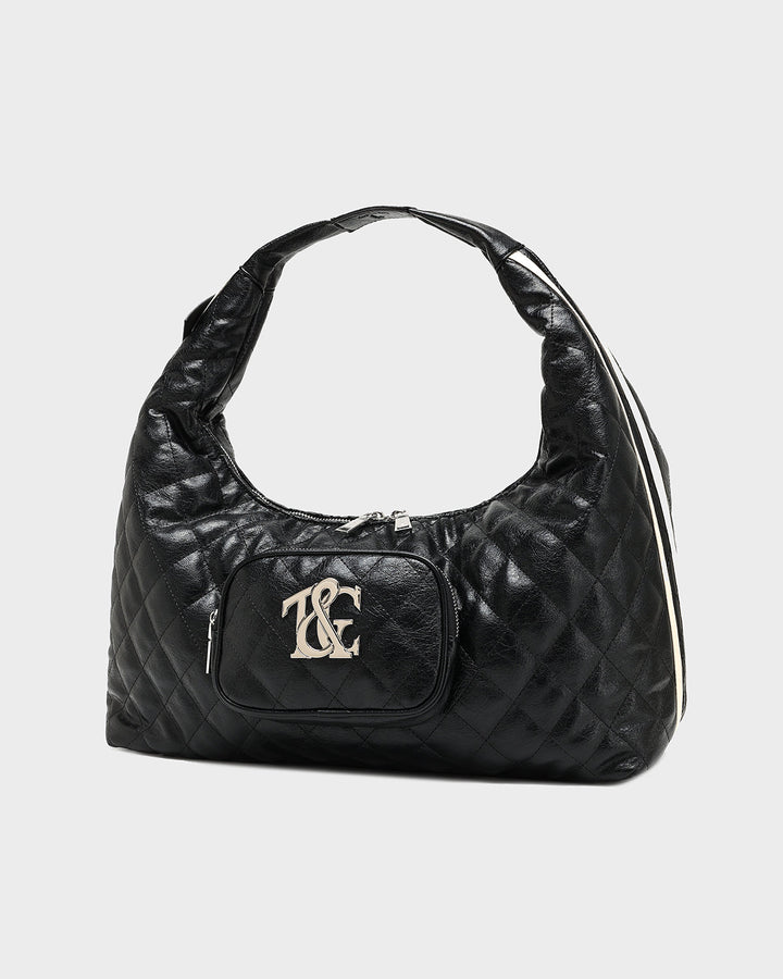 Diamond Stitch Quilted Chic Tote Bag in Black