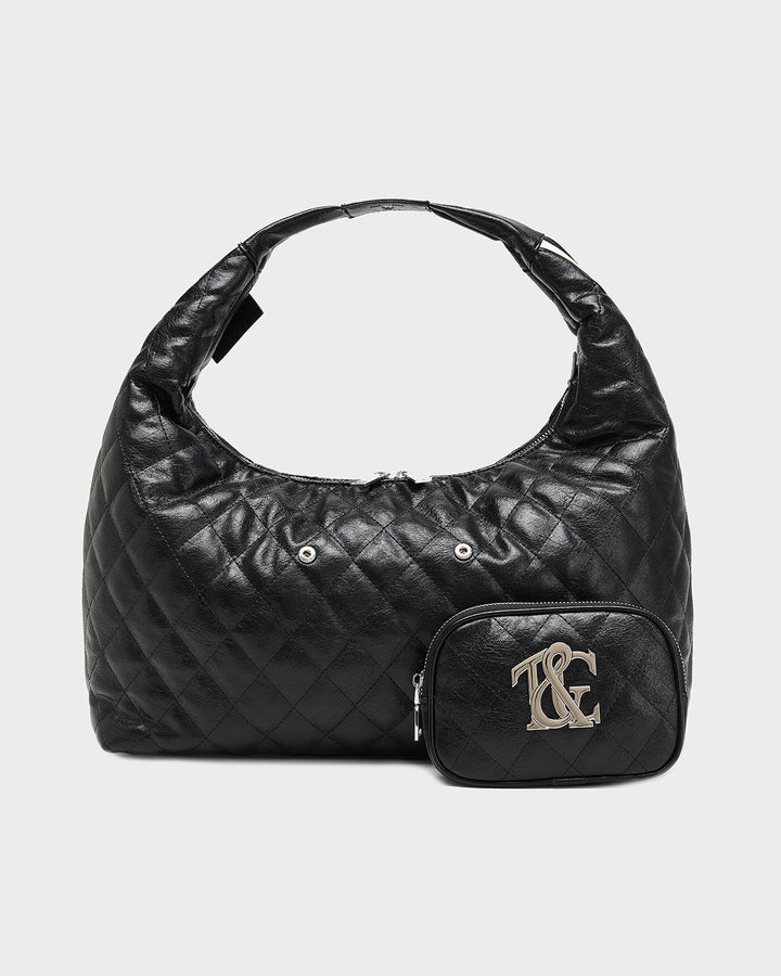 Diamond Stitch Quilted Chic Tote Bag in Black
