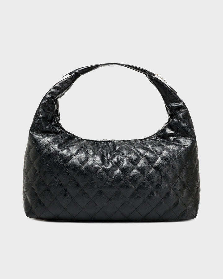 Diamond Stitch Quilted Chic Tote Bag in Black
