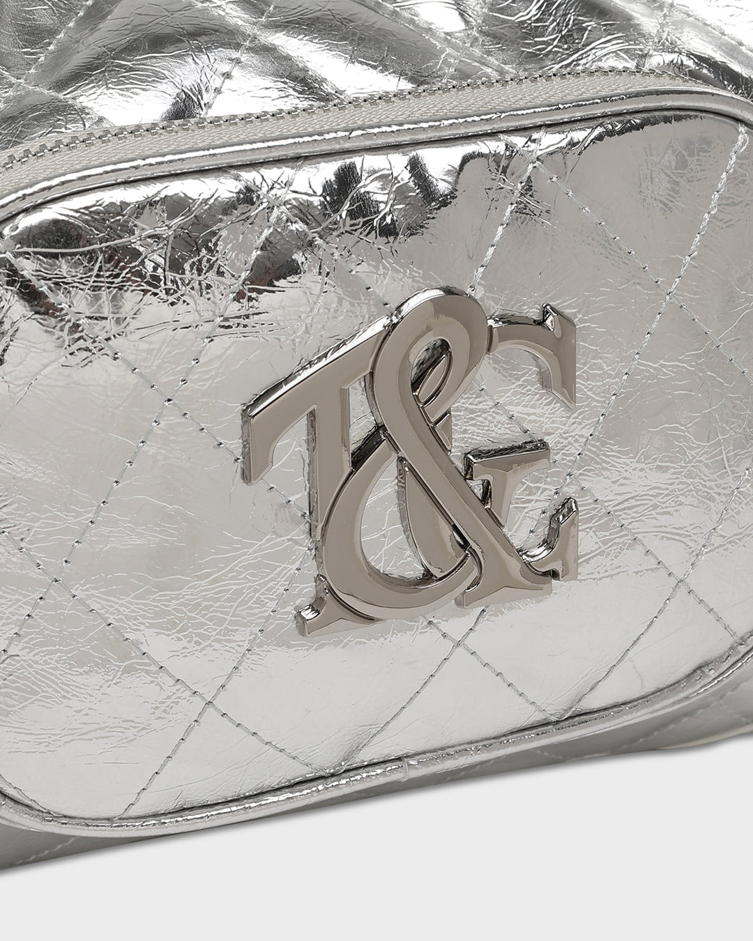 Diamond Stitch Quilted Chic Tote Bag in Silver