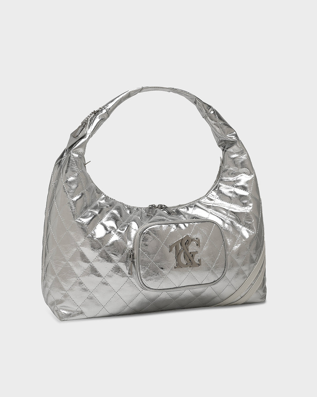 Diamond Stitch Quilted Chic Tote Bag in Silver