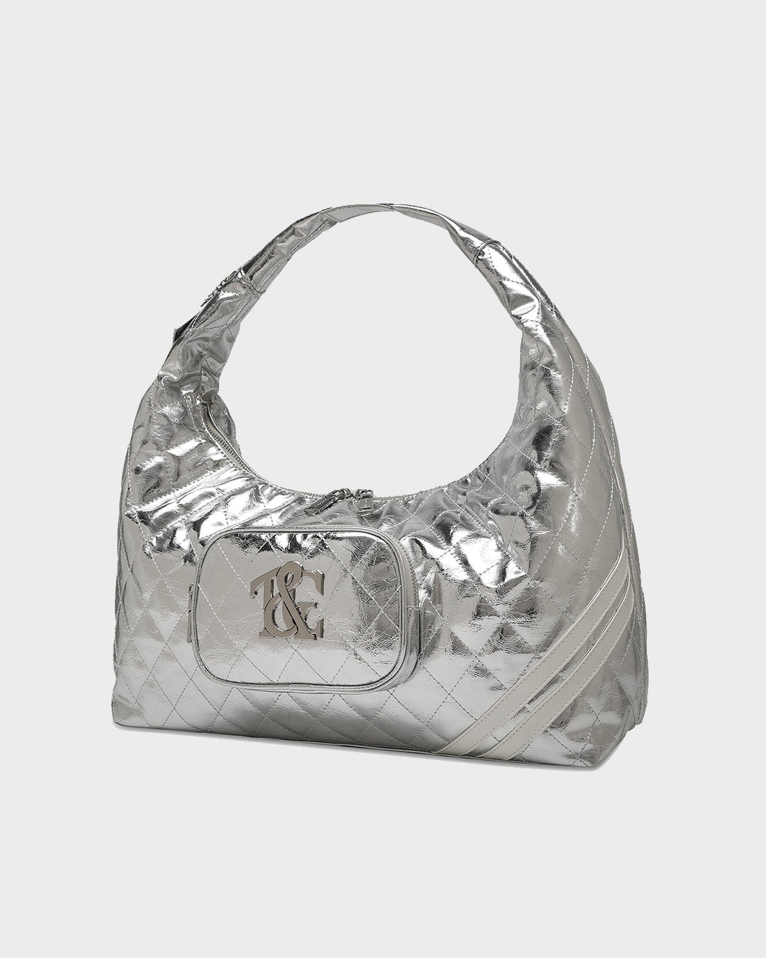 Diamond Stitch Quilted Chic Tote Bag in Silver