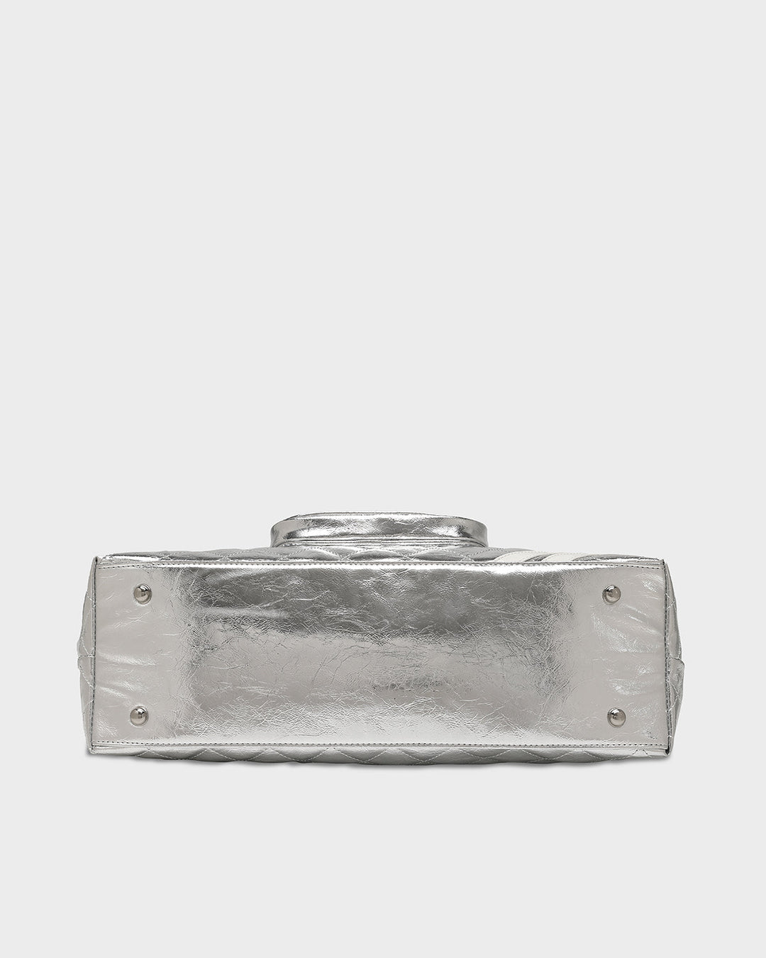 Diamond Stitch Quilted Chic Tote Bag in Silver