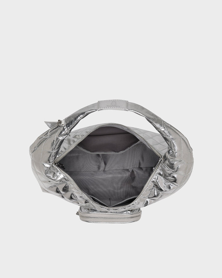 Diamond Stitch Quilted Chic Tote Bag in Silver