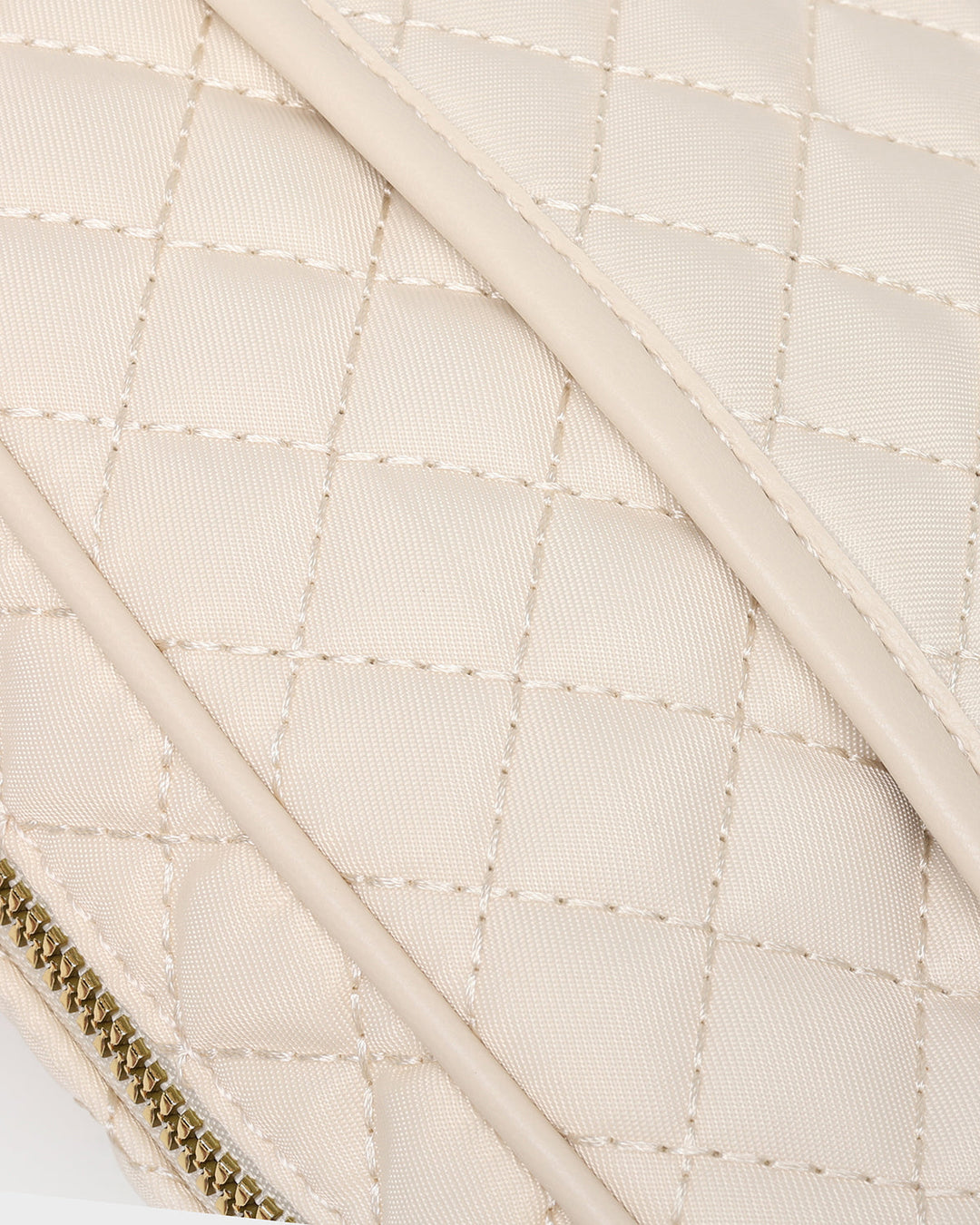 Diamond Stitch Messenger Bag in Beige