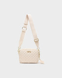 Diamond Quilted Crossbody Bag in Beige