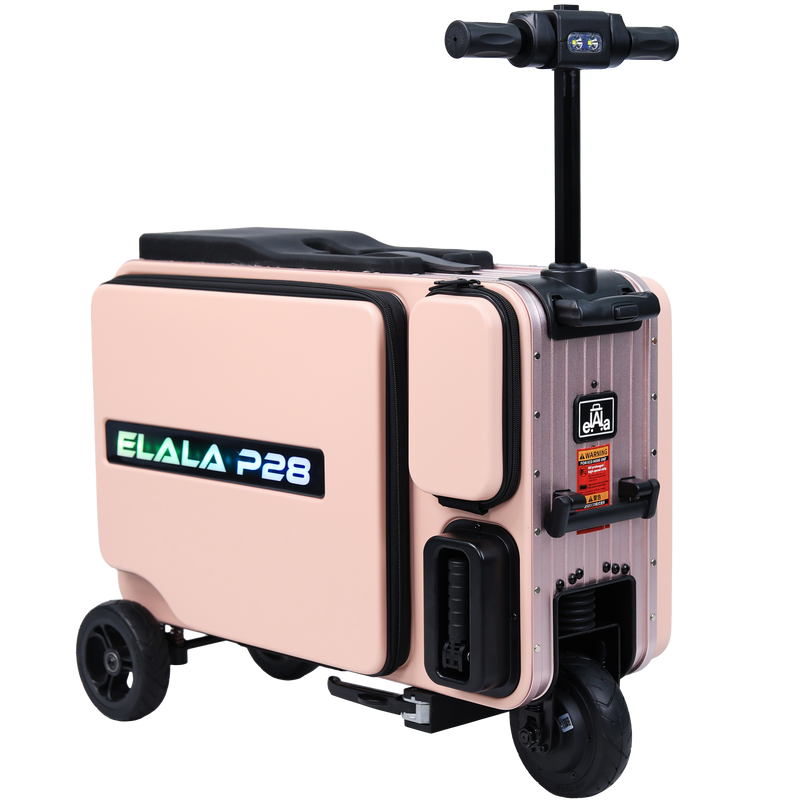 Elala P28 - The Rideable Checked Suitcase Built for Two — Pink