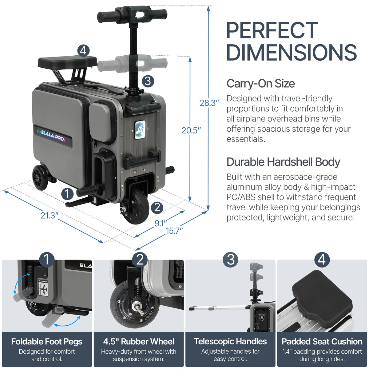 Elala Pro - The Dual Suspension Rideable Carry-On