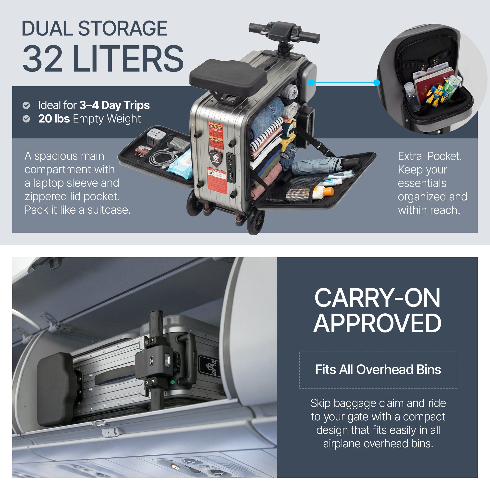 Elala Pro - The Dual Suspension Rideable Carry-On – Tote&Carry