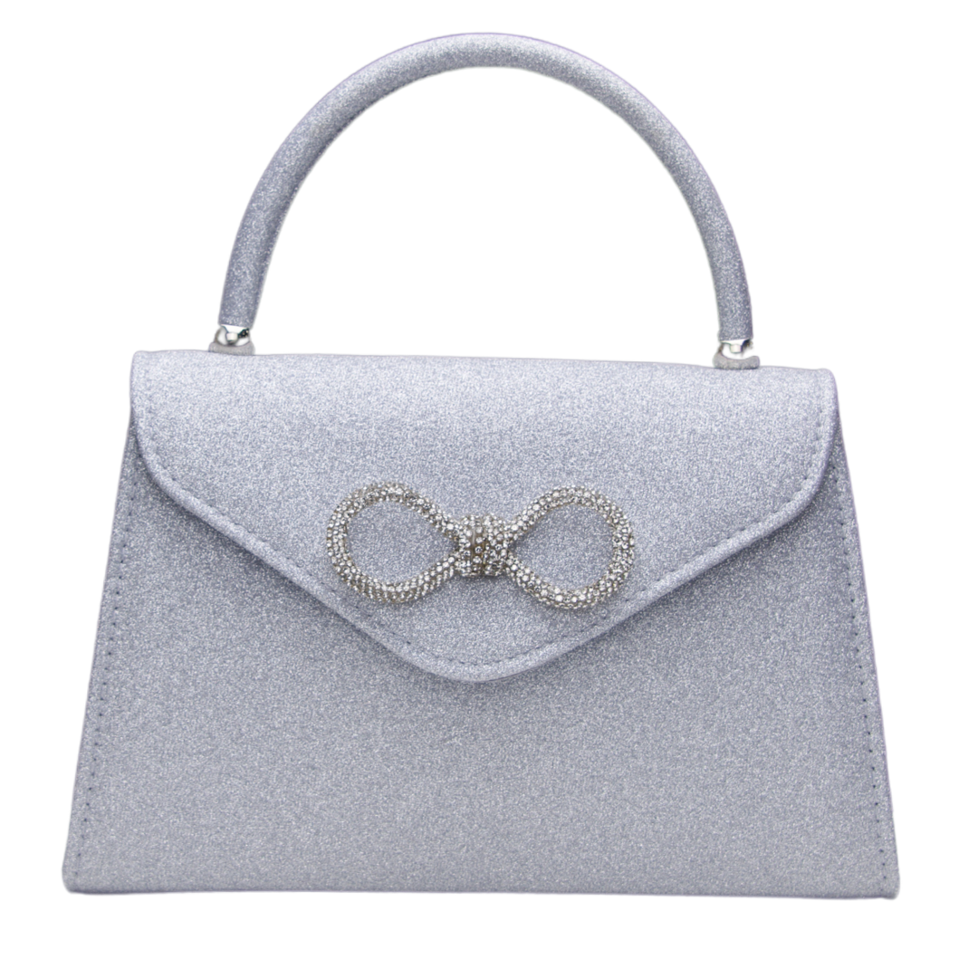 Ella Silver Glitter Evening Bag Tote&Carry