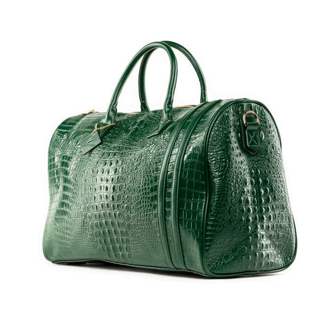 Emerald Green Apollo 2 Faux Crocodile Skin Duffle Bag