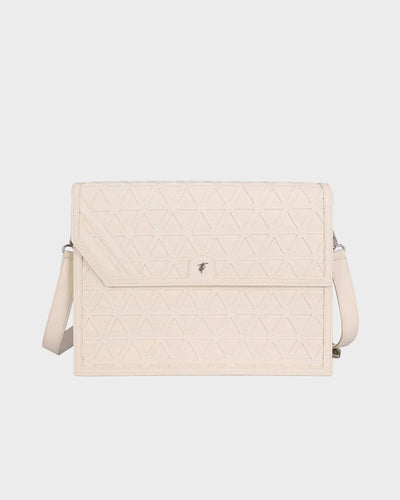 Woven Laptop Bag in Cream White
