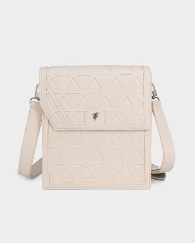 Woven Messenger Bag in Cream White