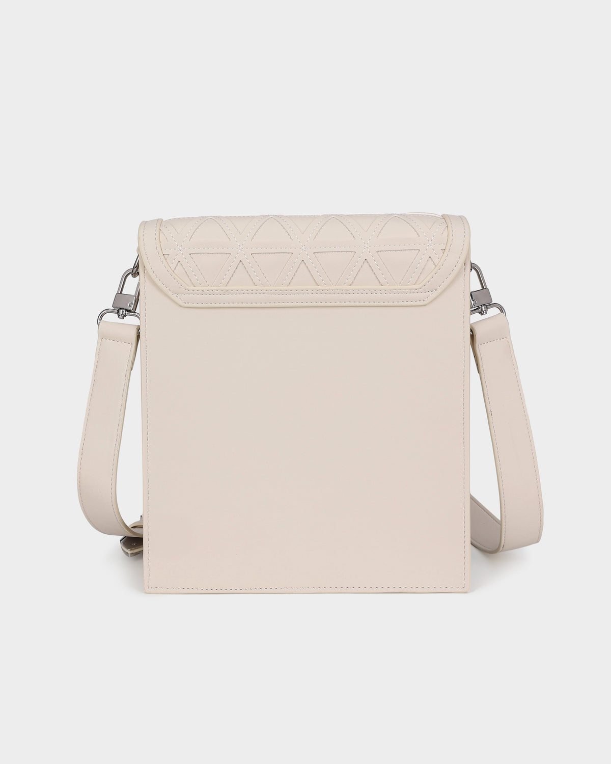 Woven Messenger Bag in Cream White