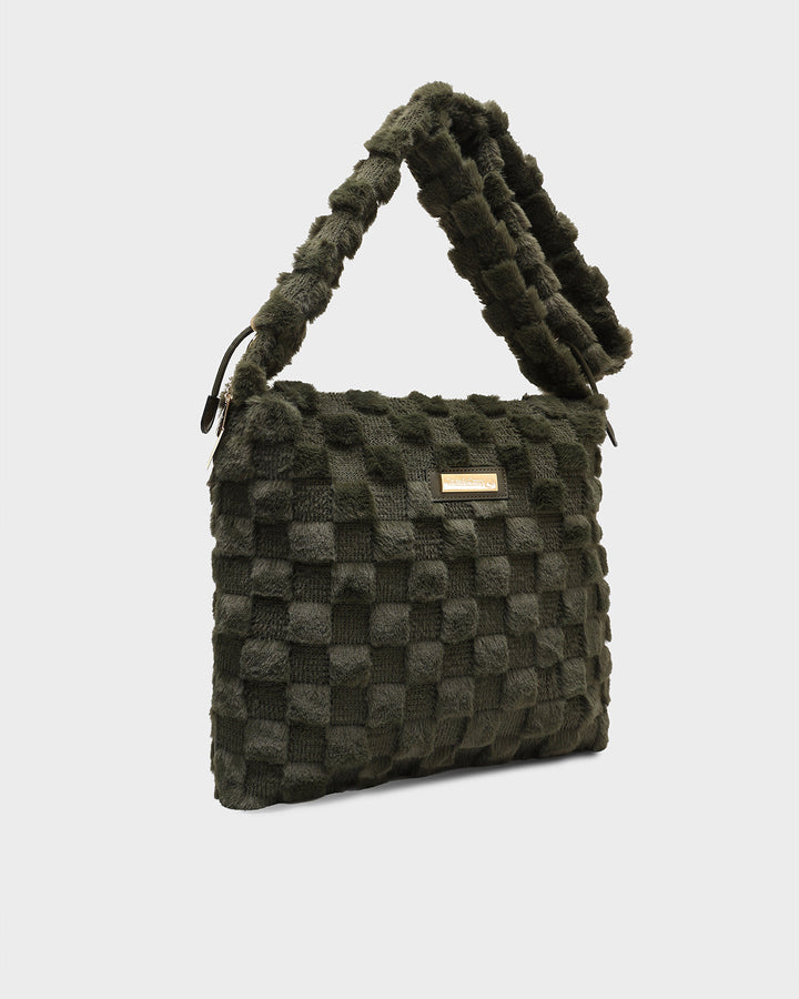 Fluffy Messenger Bag in Olive