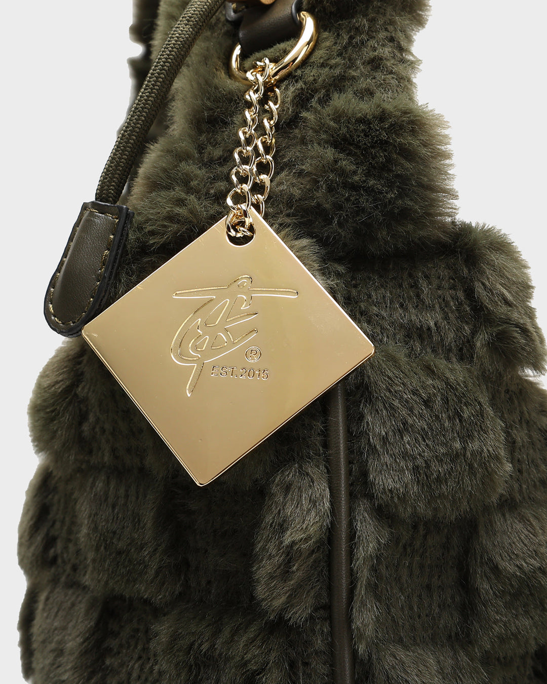 Fluffy Messenger Bag in Olive