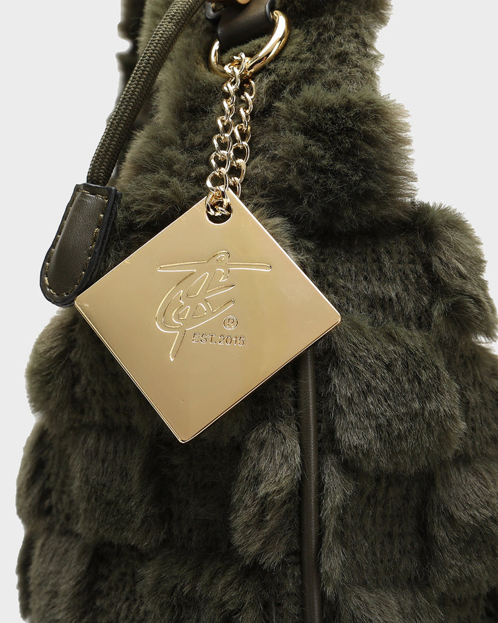 Fluffy Messenger Bag in Olive