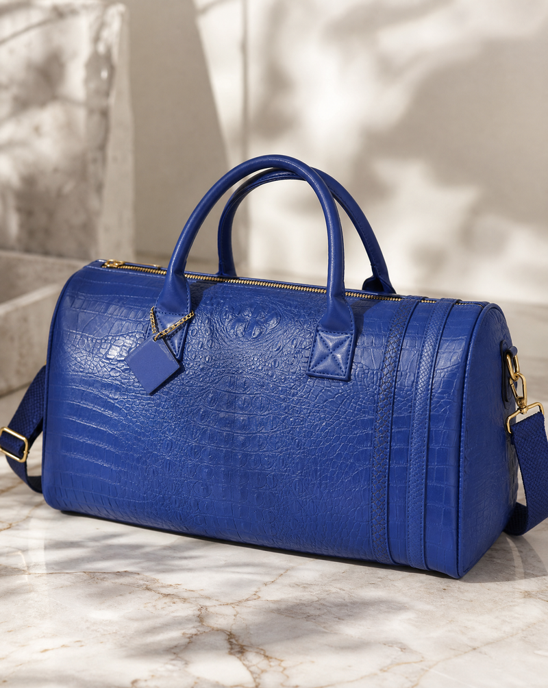 Statement Weekender Duffle Bag in Royal Blue V2