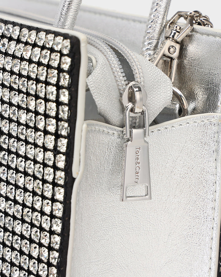 Glitter Shoulder Bag in Silver