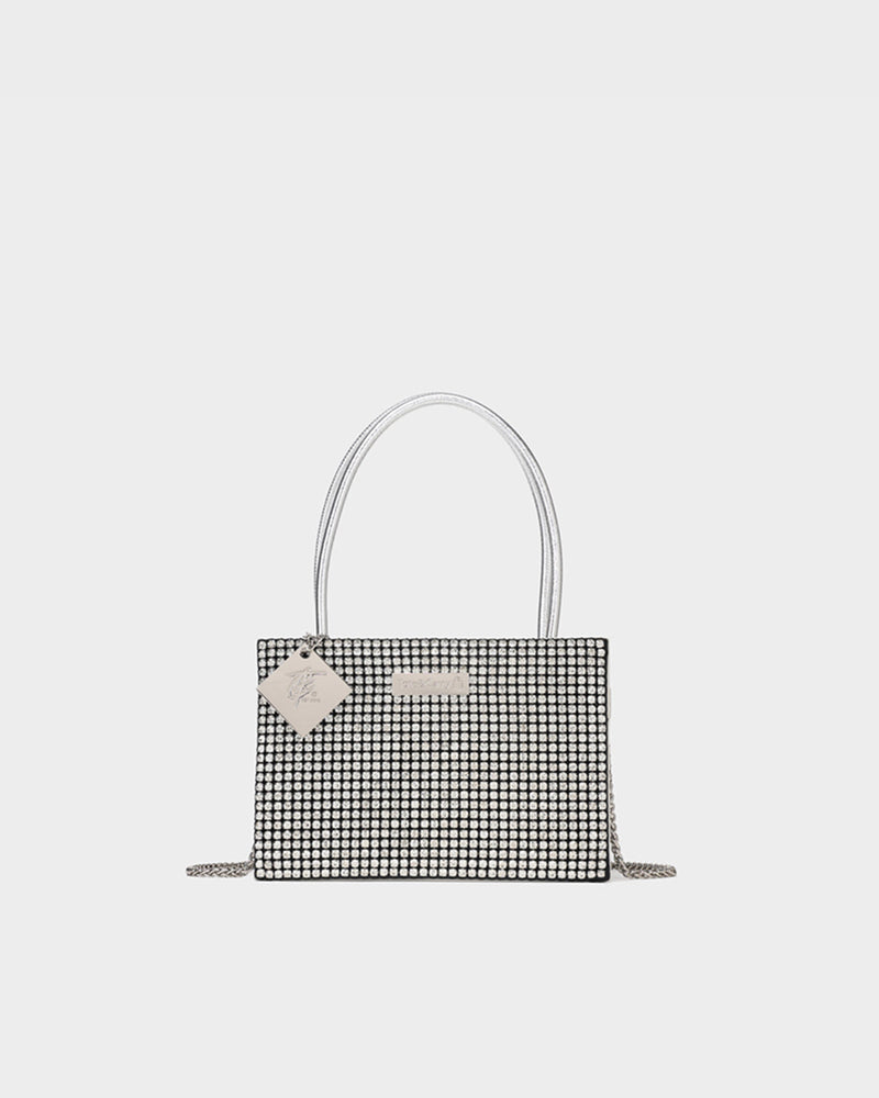 Glitter Night-Out Shoulder Bag in Silver