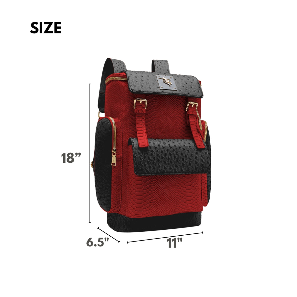 Tote&Carry Journey Multi-Pocket Backpack in Black & Red — size, 18 x 11 x 6.5 inches