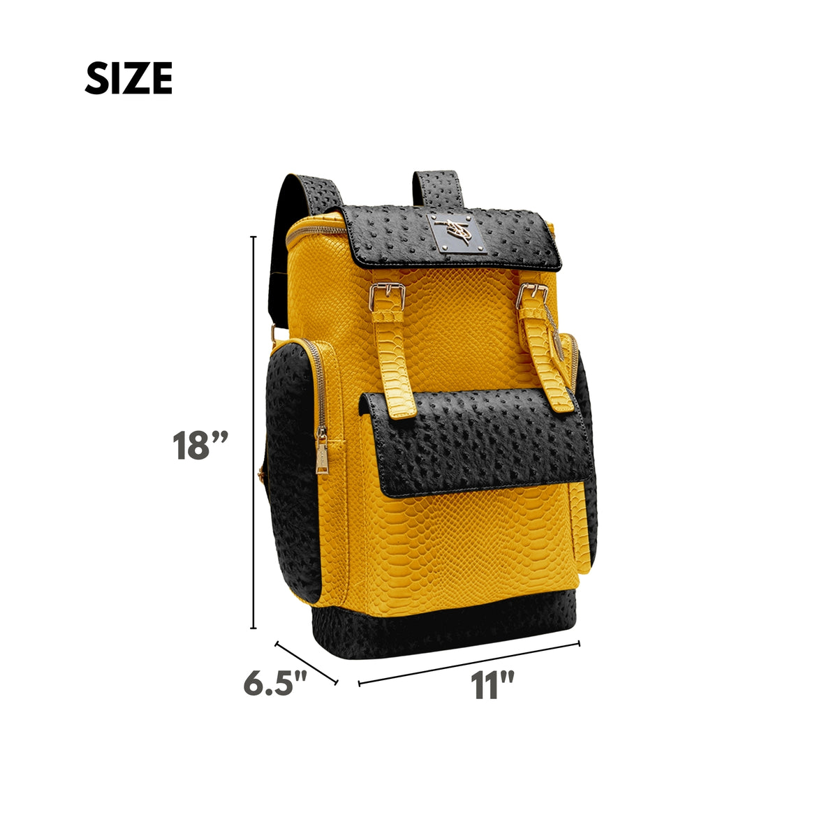 Tote&Carry Journey Multi-Pocket Backpack in Black & Yellow — size, 18 x 11 x 6.5 inches