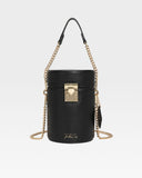 Leather Beauty Barrel Purse in Black