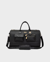 Leather Utility Rolling Duffle in Black