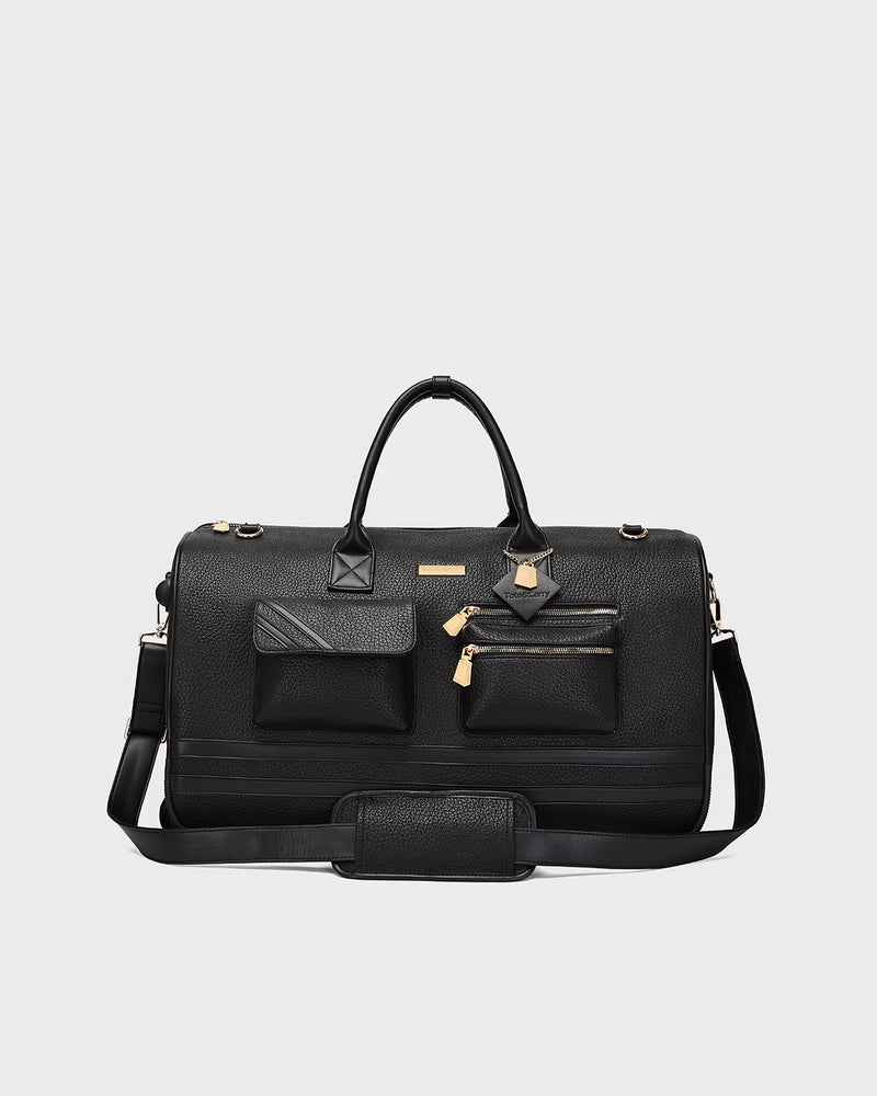 Leather Utility Rolling Duffle in Black