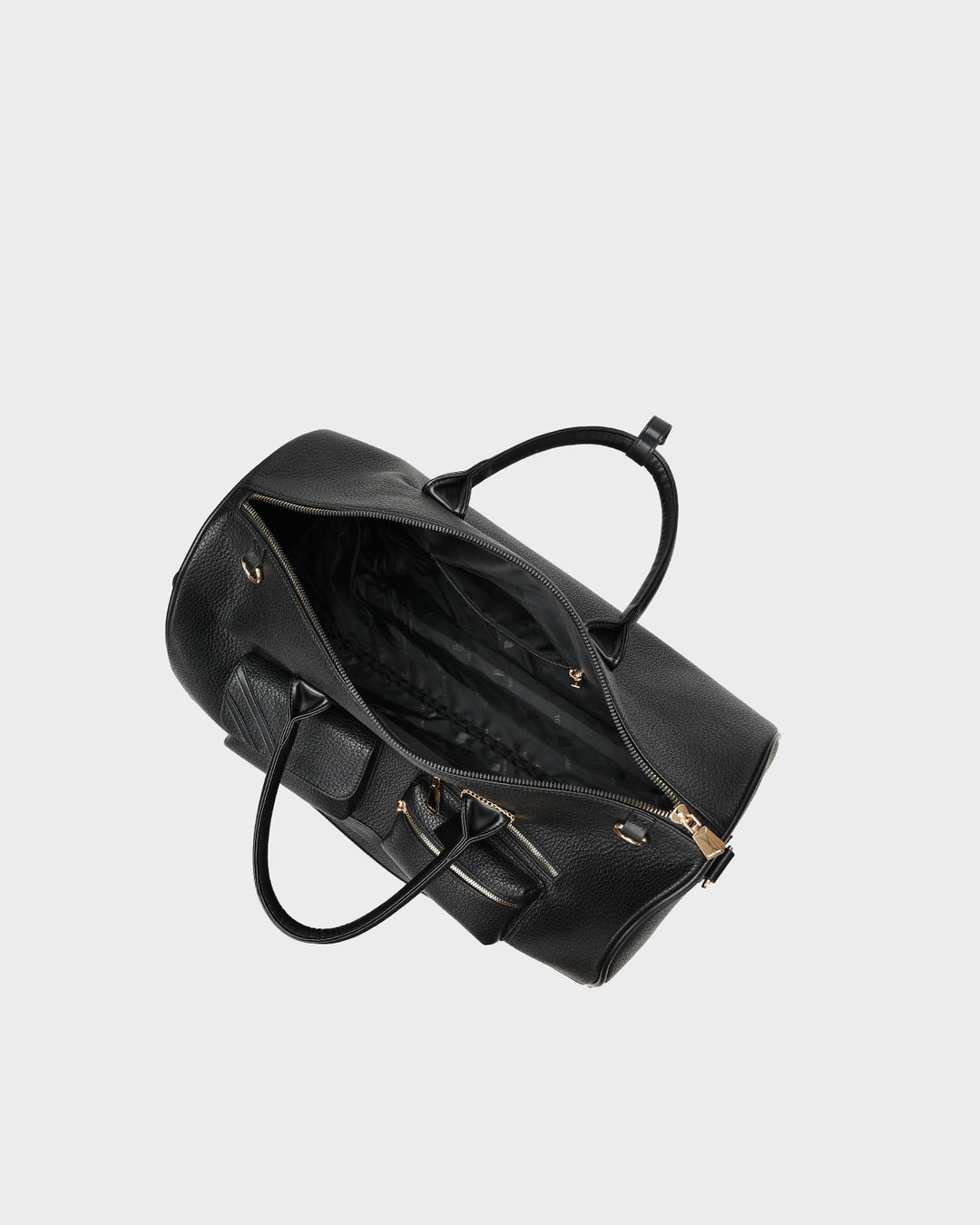 Leather Carry-All Tote Bag & Rolling Duffle Duo in Black