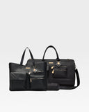Leather Carry-All Tote Bag & Rolling Duffle Duo in Black