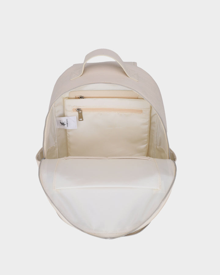 Leather Backpack in Cream White