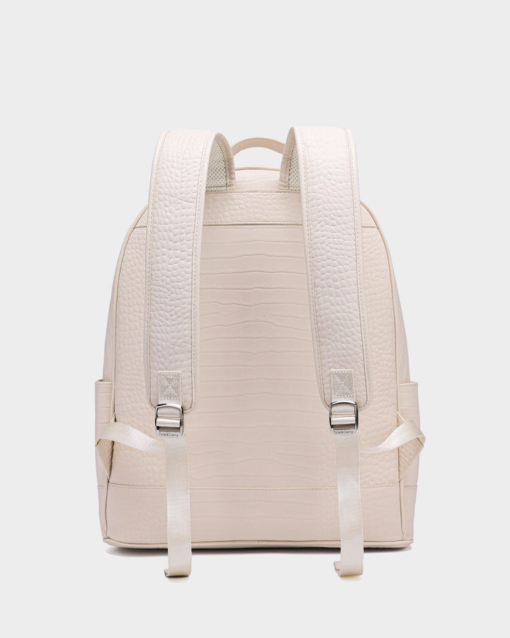 Leather Backpack in Cream White