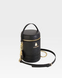Leather Mini Barrel Purse in Black