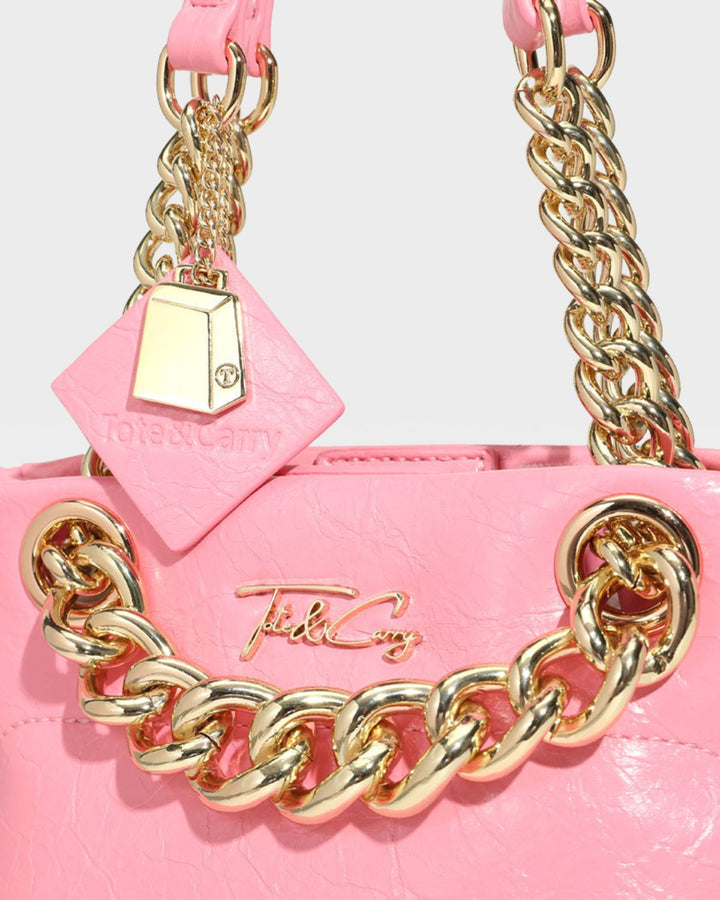 Leather Mini Tote Bag in Baby Pink