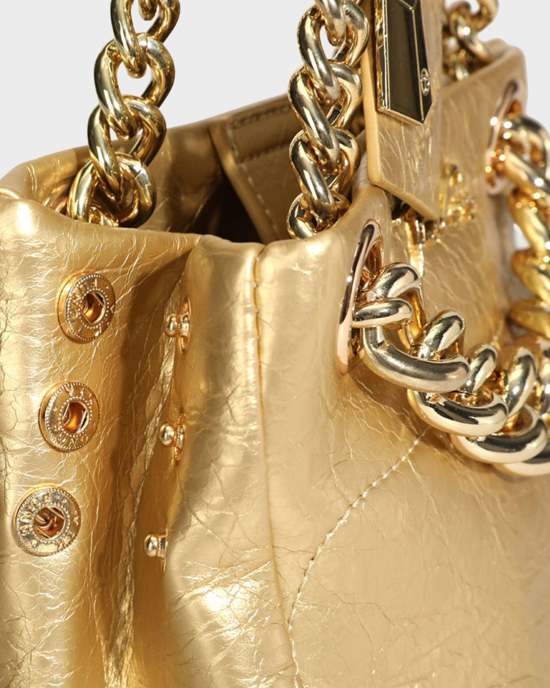 Leather Mini Tote Bag in Gold