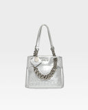 Leather Mini Tote Bag in Silver